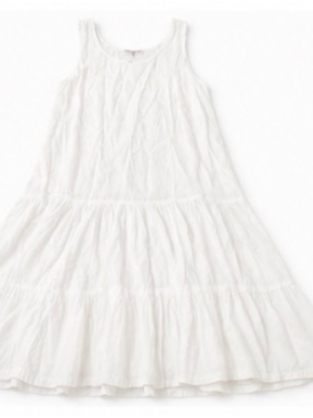 Girls' White Tiered Sleeveless Dress